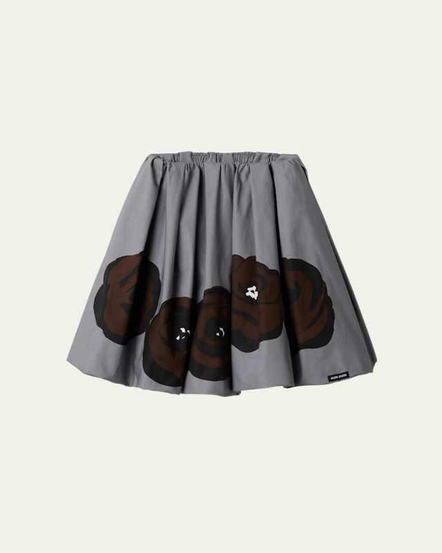 Rose Print Knee Skirt